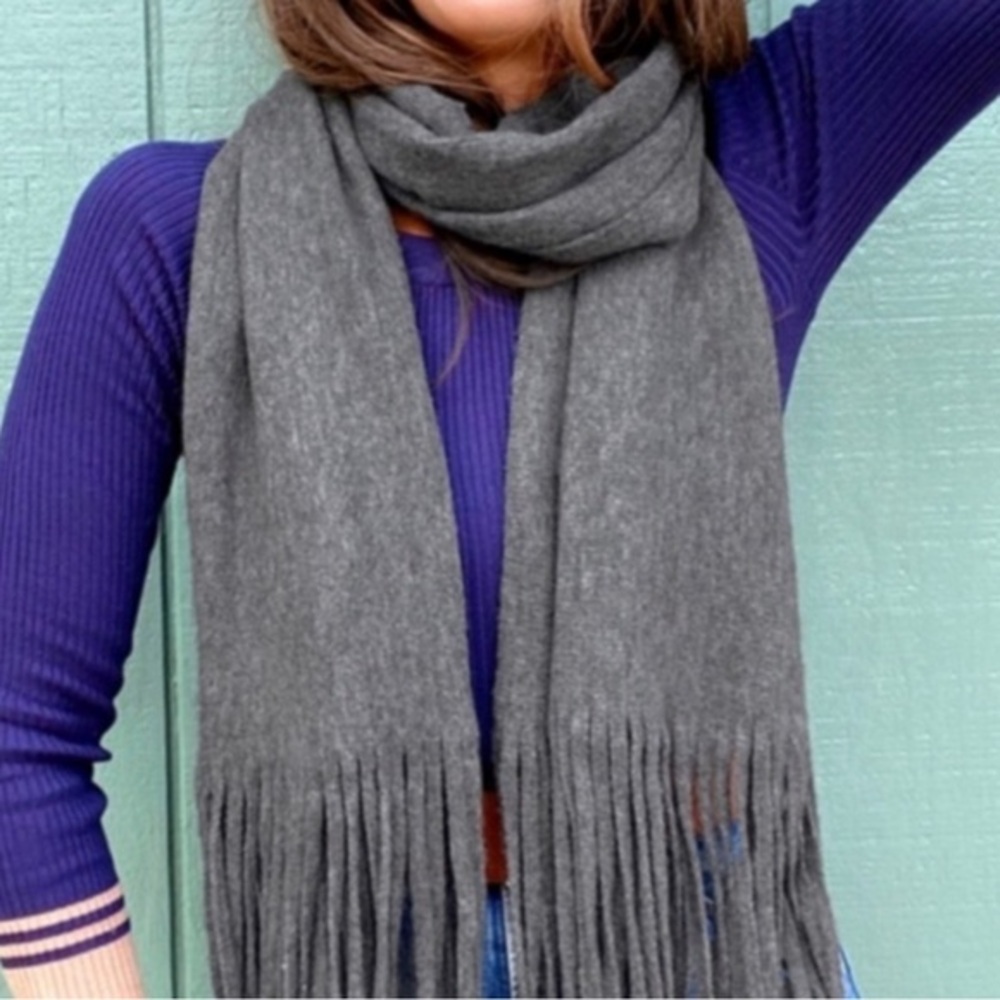 Lucky brand grey Fringe Scarf